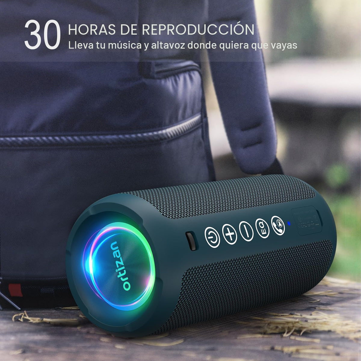 Ortizan Altavoz Bluetooth portátil, impermeable IPX7, inalámbrico,...