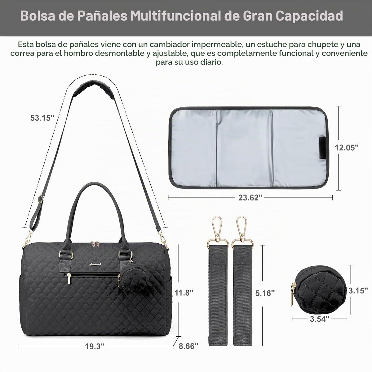 LOVEVOOK Bolsa de pañales tipo tote con estuche para chupete y camb...