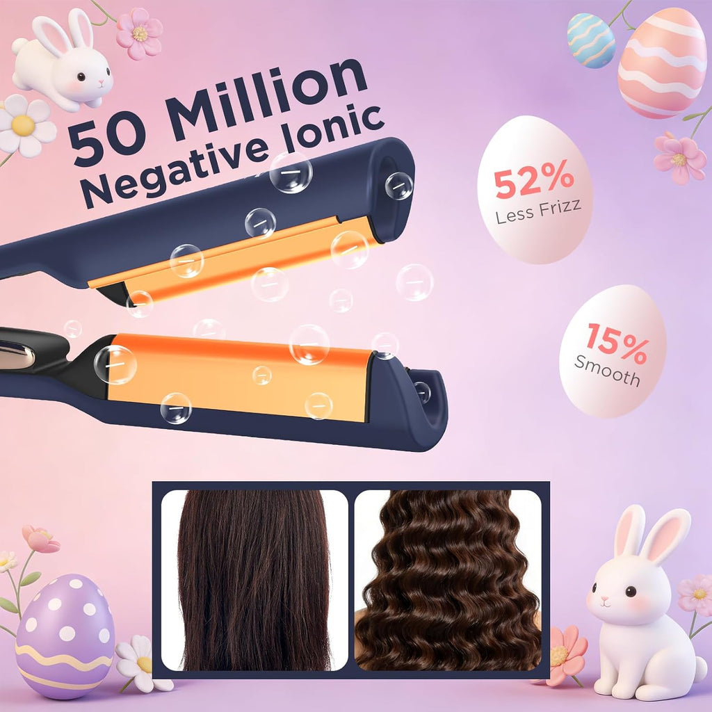 Aima Beauty Onda profunda de 1 pulgada rizador de pelo rizador ondu...