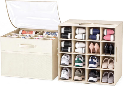 Aokeyee Organizador de zapatos para armario, paquete de 2 cajas org...