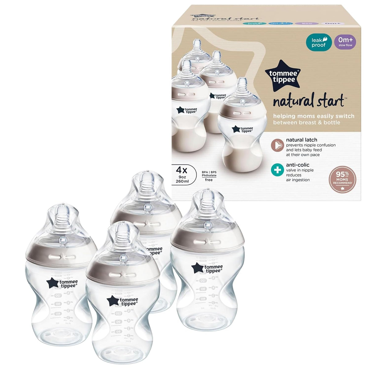 Tommee Tippee Natural Start - Biberones anticólicos de 9 onzas sin...