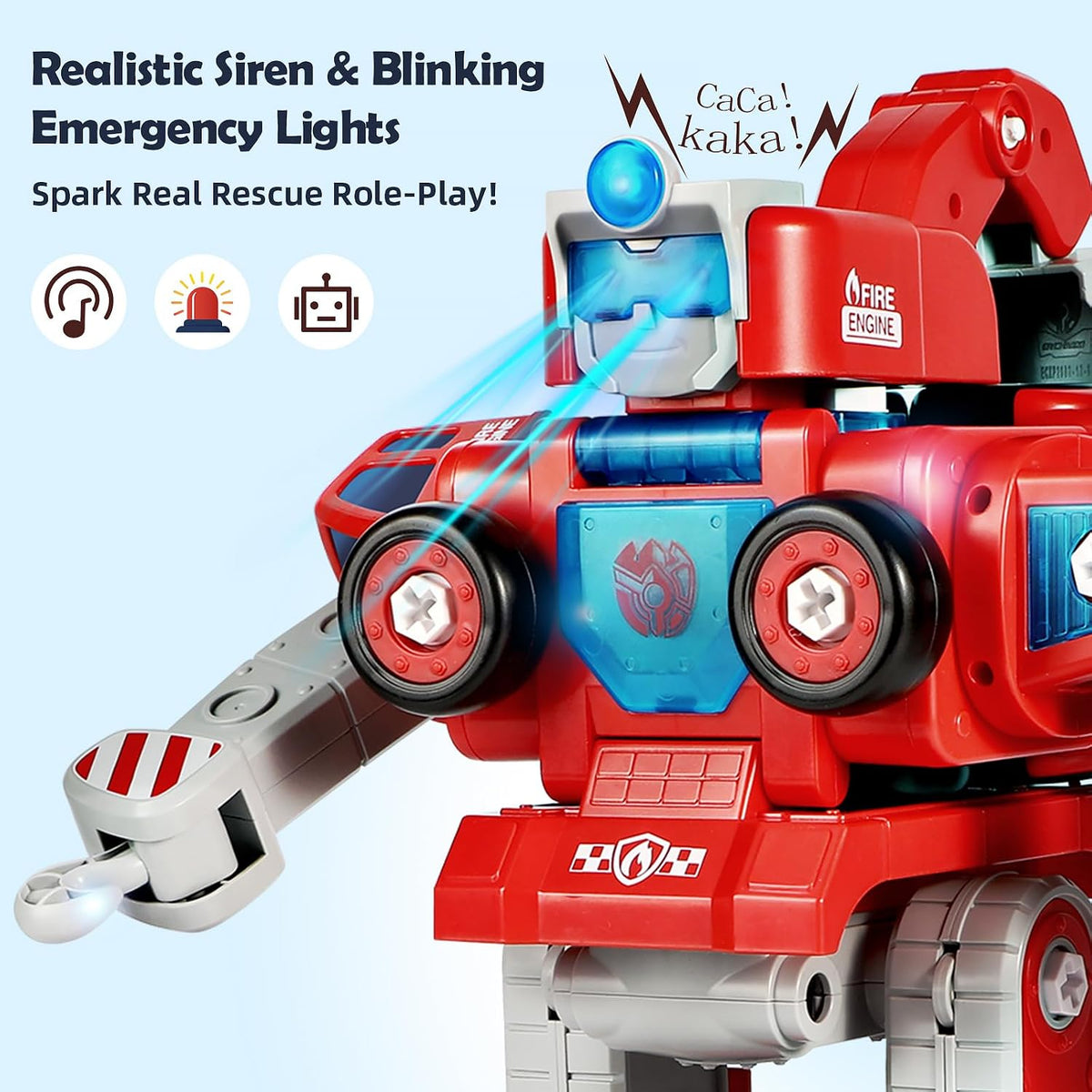 Rescue Hero - Robot transformador 5 en 1 y camión de bomberos de ju...