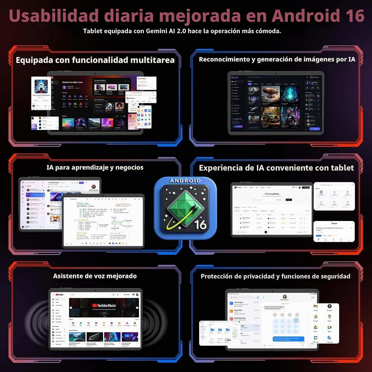 Tableta de 10 pulgadas con teclado - Tableta 2026 Gemini AI Android...