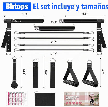 Kit de barra de pilates Bbtops con bandas de resistencia, barra de...