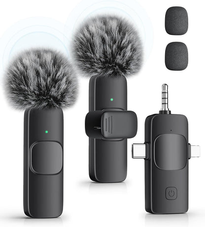KUKIHO Micrófono Lavalier inalámbrico 3 en 1 para iPhone, iPad, And...