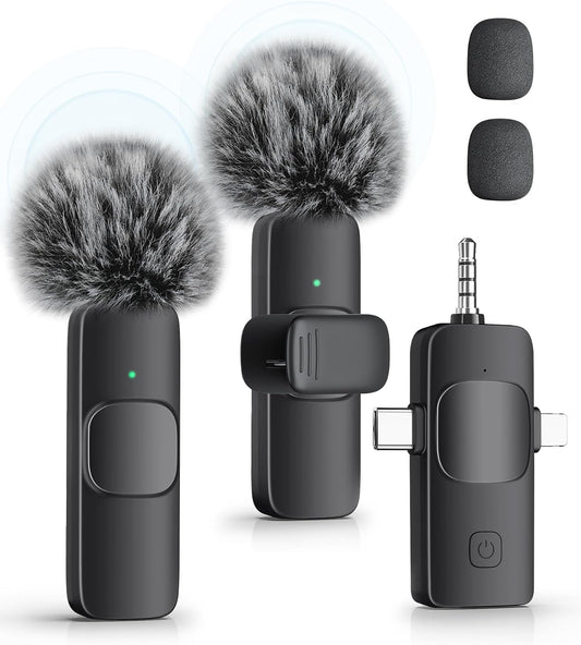 KUKIHO Micrófono Lavalier inalámbrico 3 en 1 para iPhone, iPad, And...