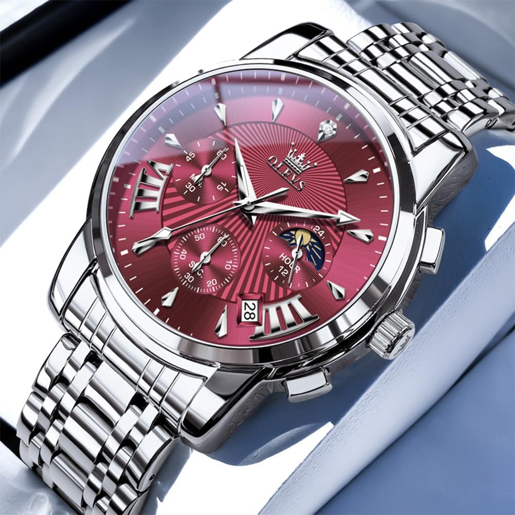 OLEVS Relojes para hombre Relojes de cronógrafo de fácil lectura lu...