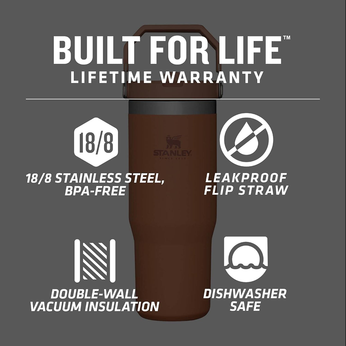 STANLEY IceFlow - Vaso de acero inoxidable, botella de agua aislada...