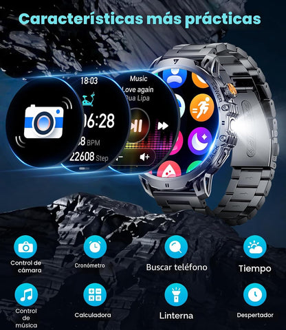 LIGE - Relojes inteligentes militares para hombre (2 bandas), reloj...