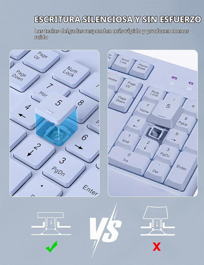 Combo de teclado y mouse inalámbrico - Teclado ergonómico de tamaño...