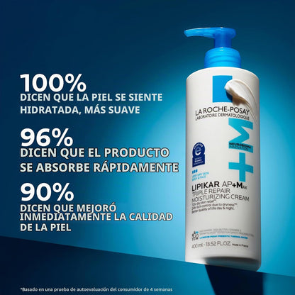 La Roche-Posay Lipikar AP+ - Crema hidratante triple reparadora, lo...