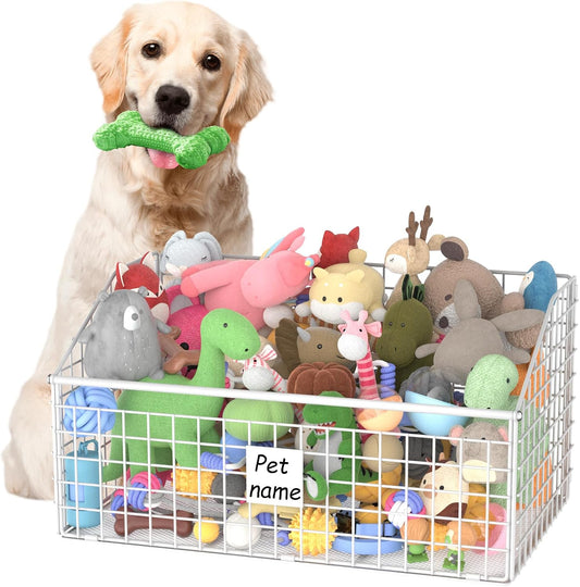 Cesta indestructible para juguetes para perros, caja grande de jugu...