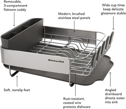 KitchenAid Escurridor de platos compacto que ahorra espacio, resist...