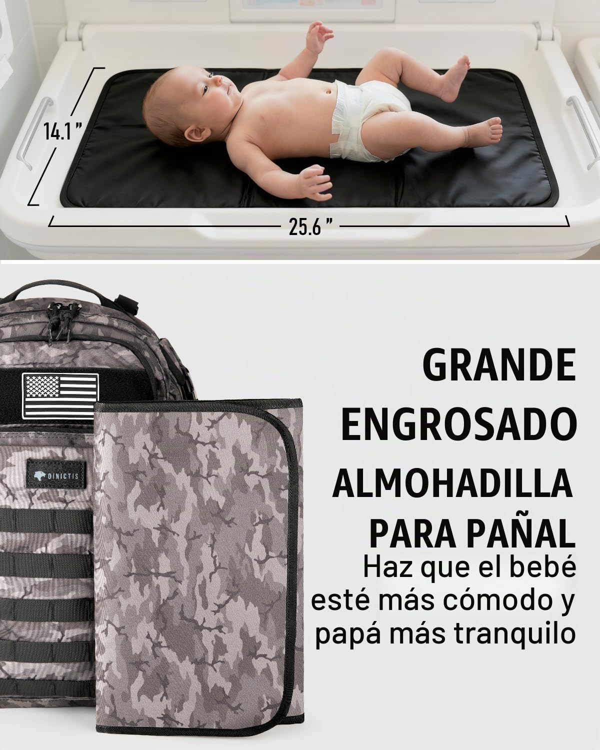 Dinictis Mochila para pañales para papá con cambiador de pañales |...