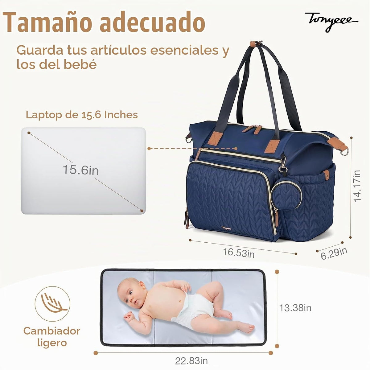 Tonyeee Bolso de Pañales, Grandes Bolsas de Pañales para Bebés Impe...