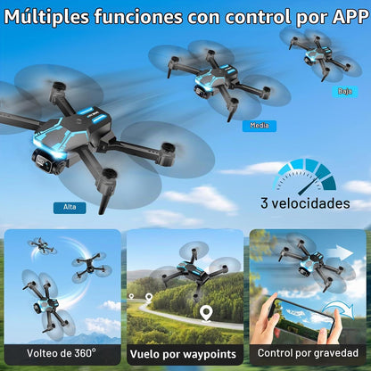 Drone con cámara y pantalla en el controlador, dron plegable 1080P...