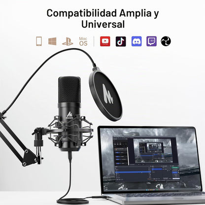 MAONO A04 Gen2 y MH601 Micrófono Podcast con paquete de auriculares...