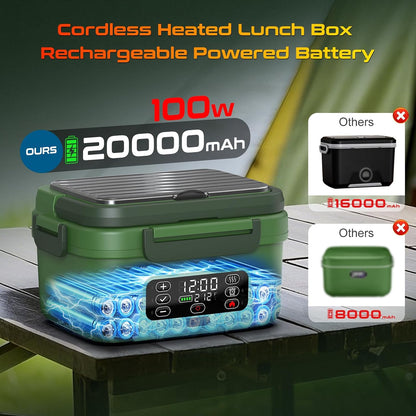 Omboos Lonchera eléctrica inalámbrica con calefacción, XL 6.3 tazas...