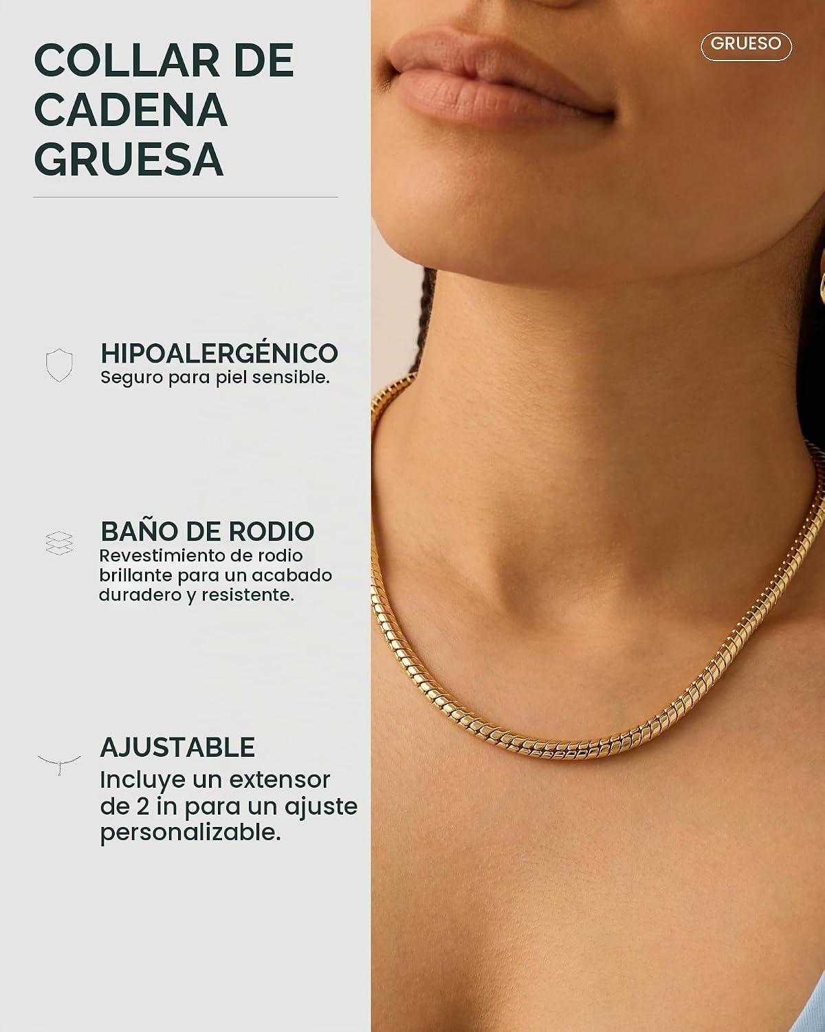 PAVOI Gargantilla de cadena graduada gruesa chapada en oro de 14 qu...