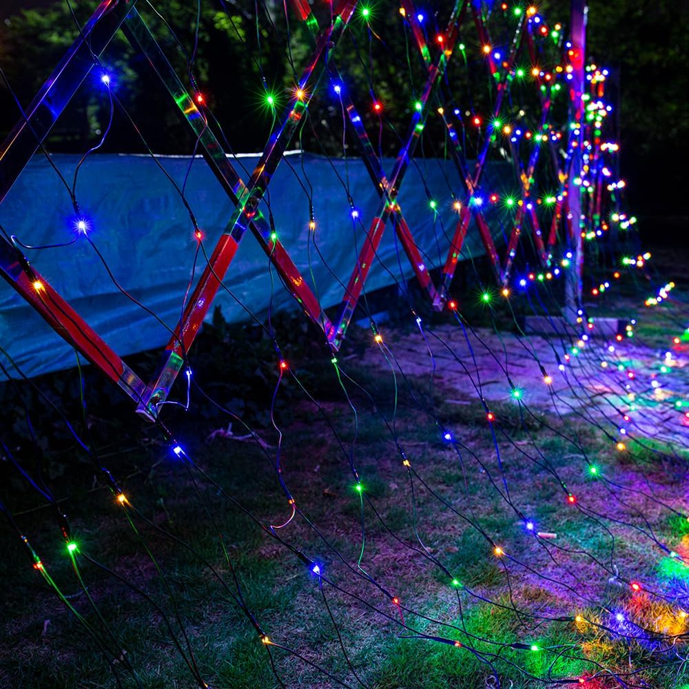Joomer Luces de red de Navidad de 12 pies x 5 pies, luces de malla...