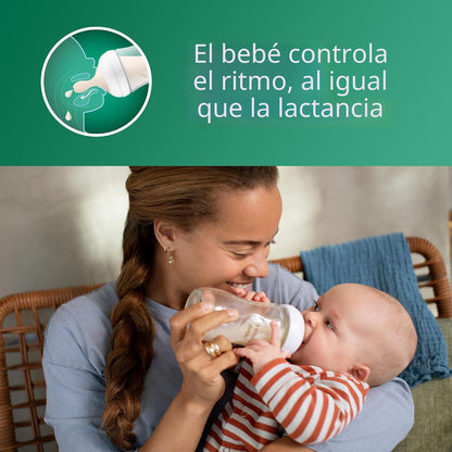 Philips Avent Biberones de vidrio natural, flujo medio, 8 onzas, si...