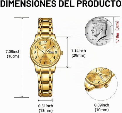 OLEVS Reloj Mujer Reloj Analógico Luminoso Vestido de Acero Inoxida...