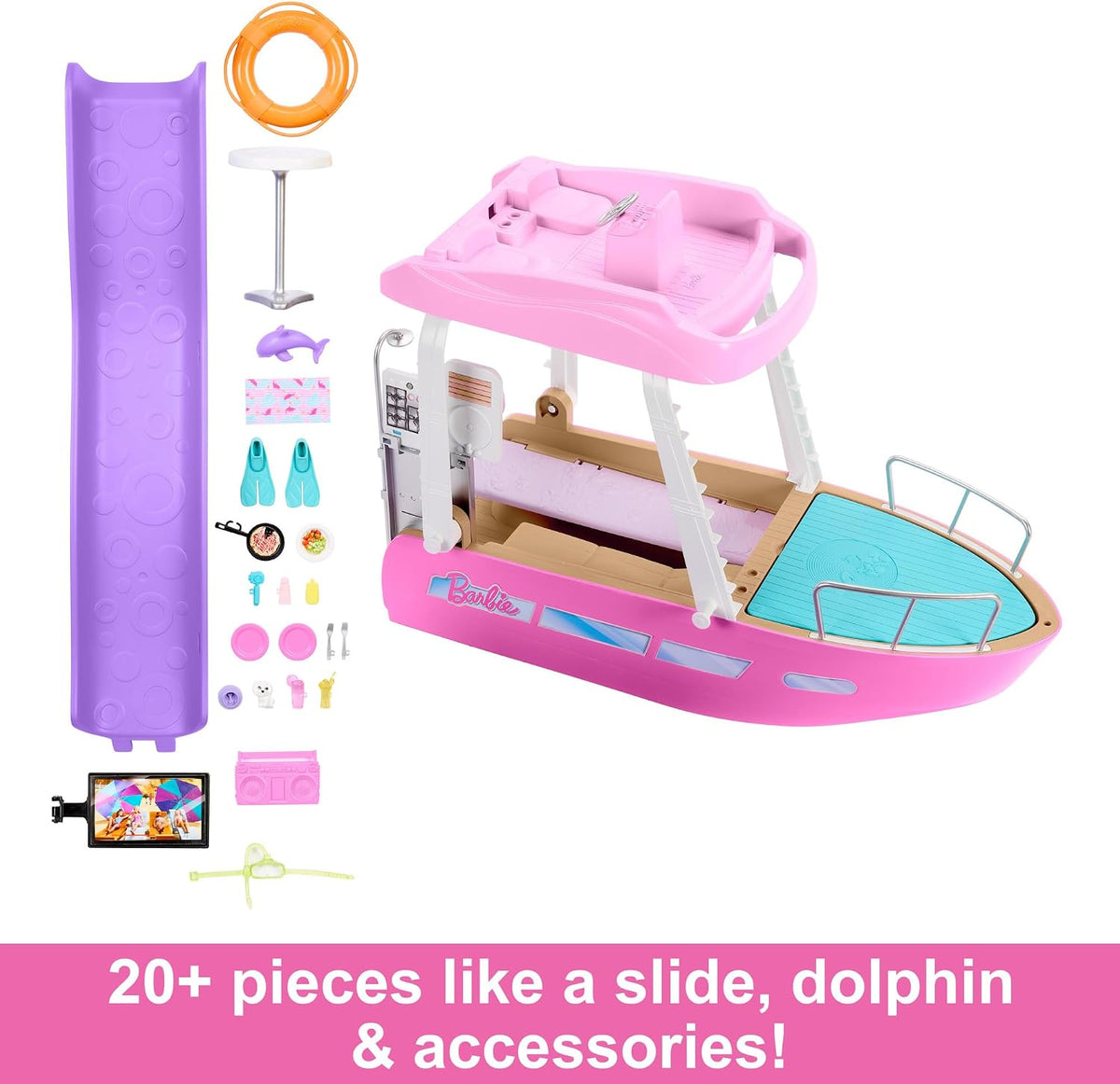 Barbie Barco con piscina y tobogán, el juego Dream Boat incluye más...