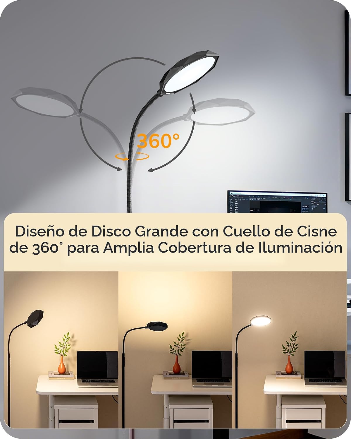 Lámpara de pie LED EDISHINE 1300LM Lámparas de pie de lectura super...
