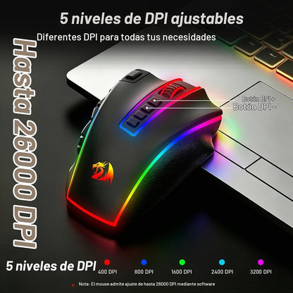 Redragon M990 PRO Wireless MMO RGB Gaming Mouse 26000 DPI Teclas de...