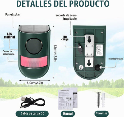 Qualirey Paquete de 6 alarmas con sensor de movimiento solar 129db...