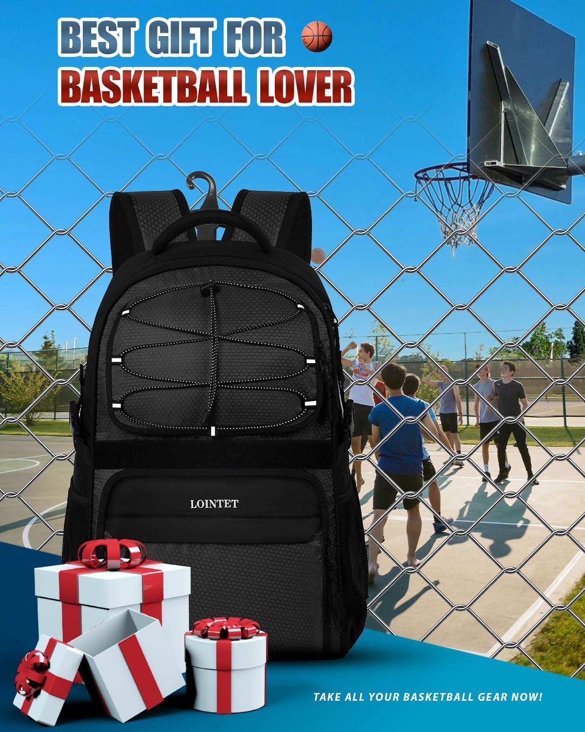 LOINTET - Mochila de baloncesto con compartimento para pelotas y za...