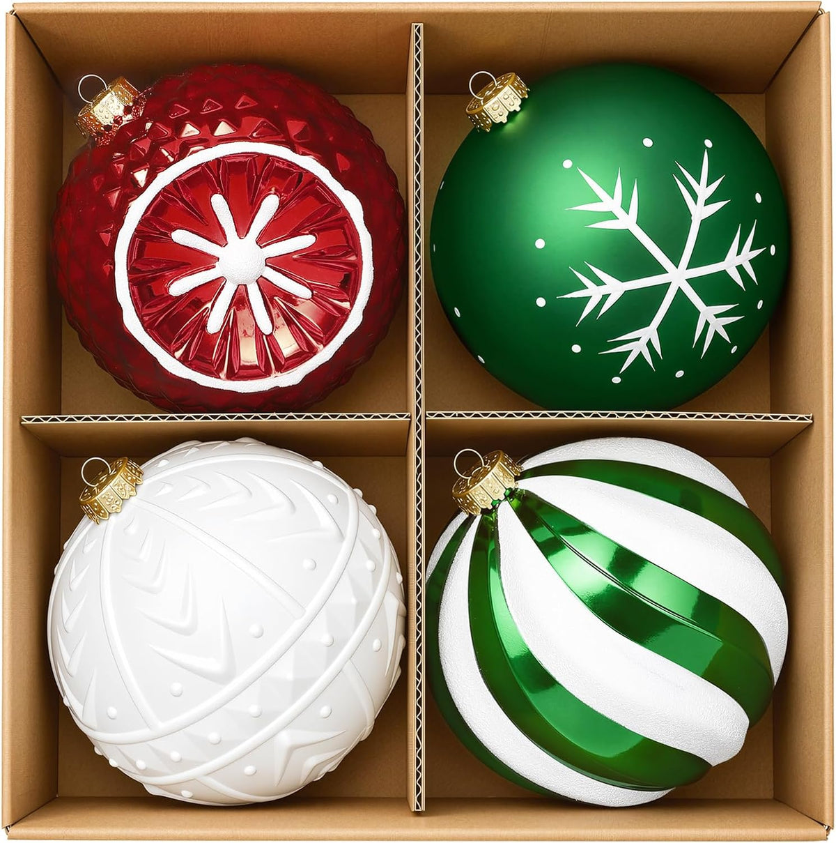 SHareconn Bolas grandes para árbol de Navidad, 4 unidades, 6 pulgad...