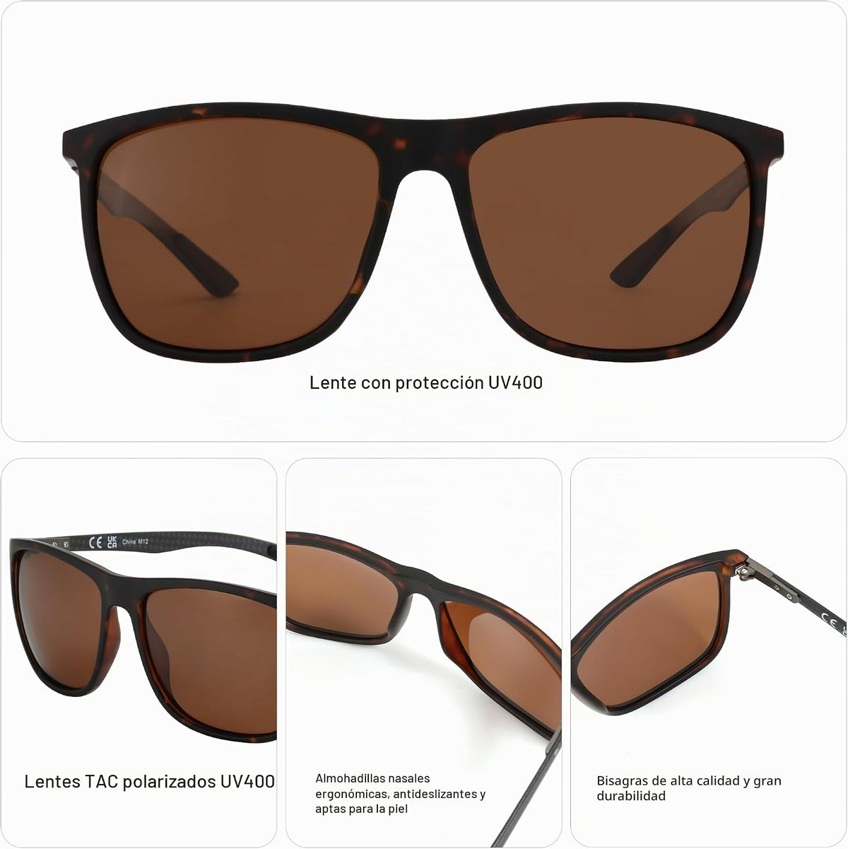 ZENOTTIC Gafas de sol polarizadas cuadradas para hombre, ultraliger...