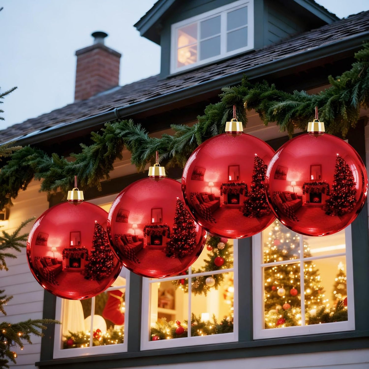 Zubebe 4 bolas de adorno de Navidad extra grandes para decoración d...