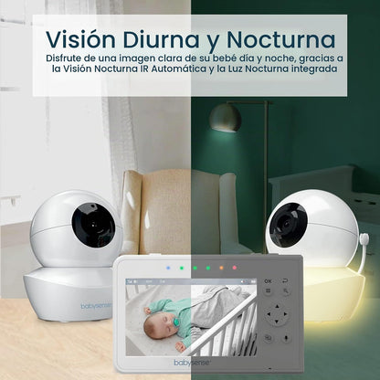 Babysense Monitor de bebé, pantalla dividida de 4.3", monitor d...