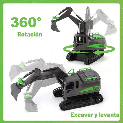 IQKidz Excavadora de juguete a control remoto para niños de 4 a 7 a...