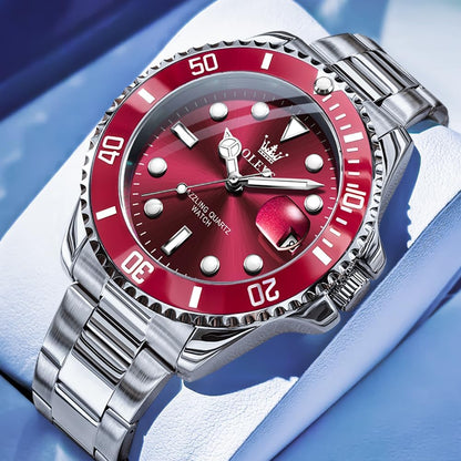 OLEVS Relojes de lujo para hombres grandes de acero inoxidable resi...