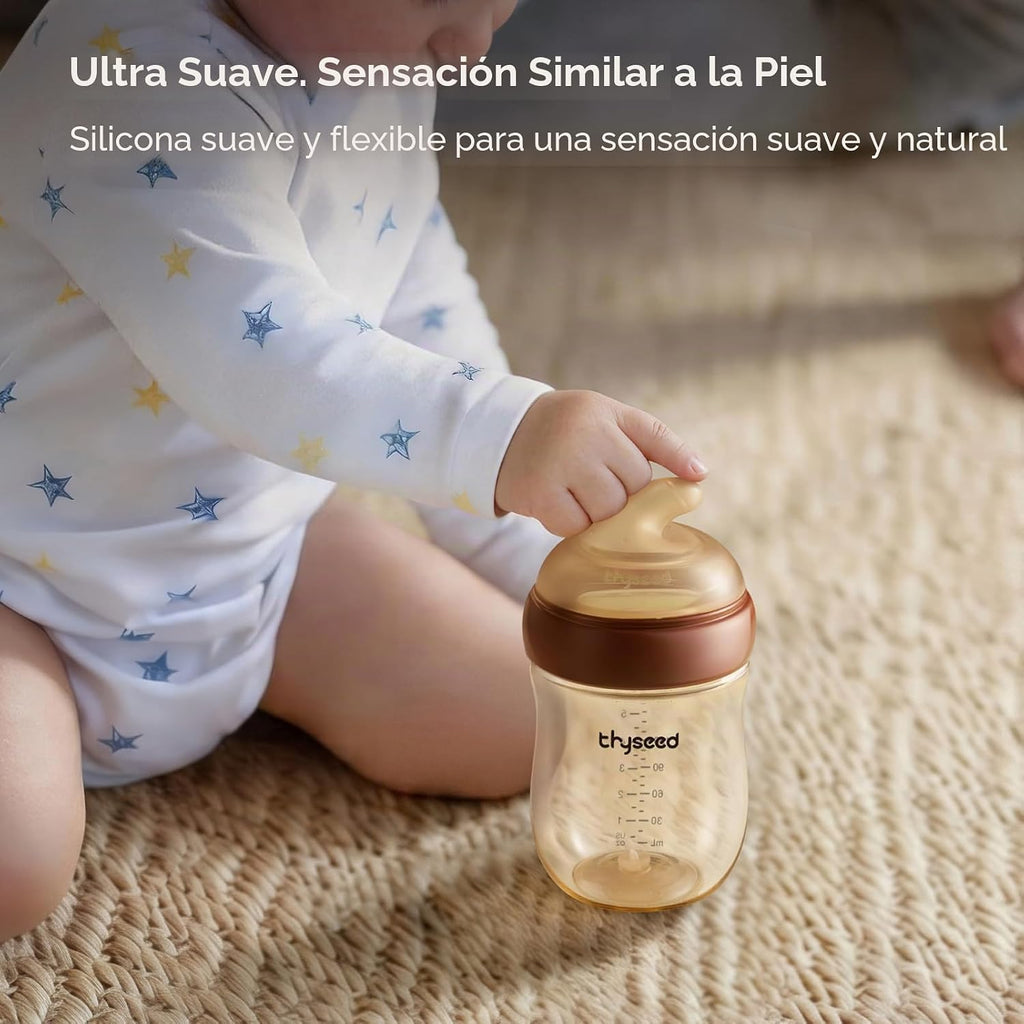 Thyseed PPSU - Biberón anticólico, pezón de flujo lento similar al...