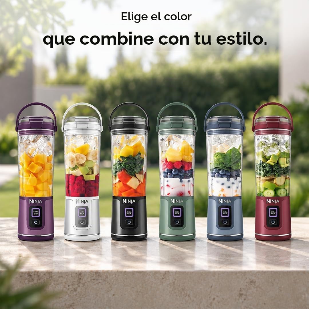 Ninja BC151PR Blast - Licuadora portátil, inalámbrica, recipiente d...