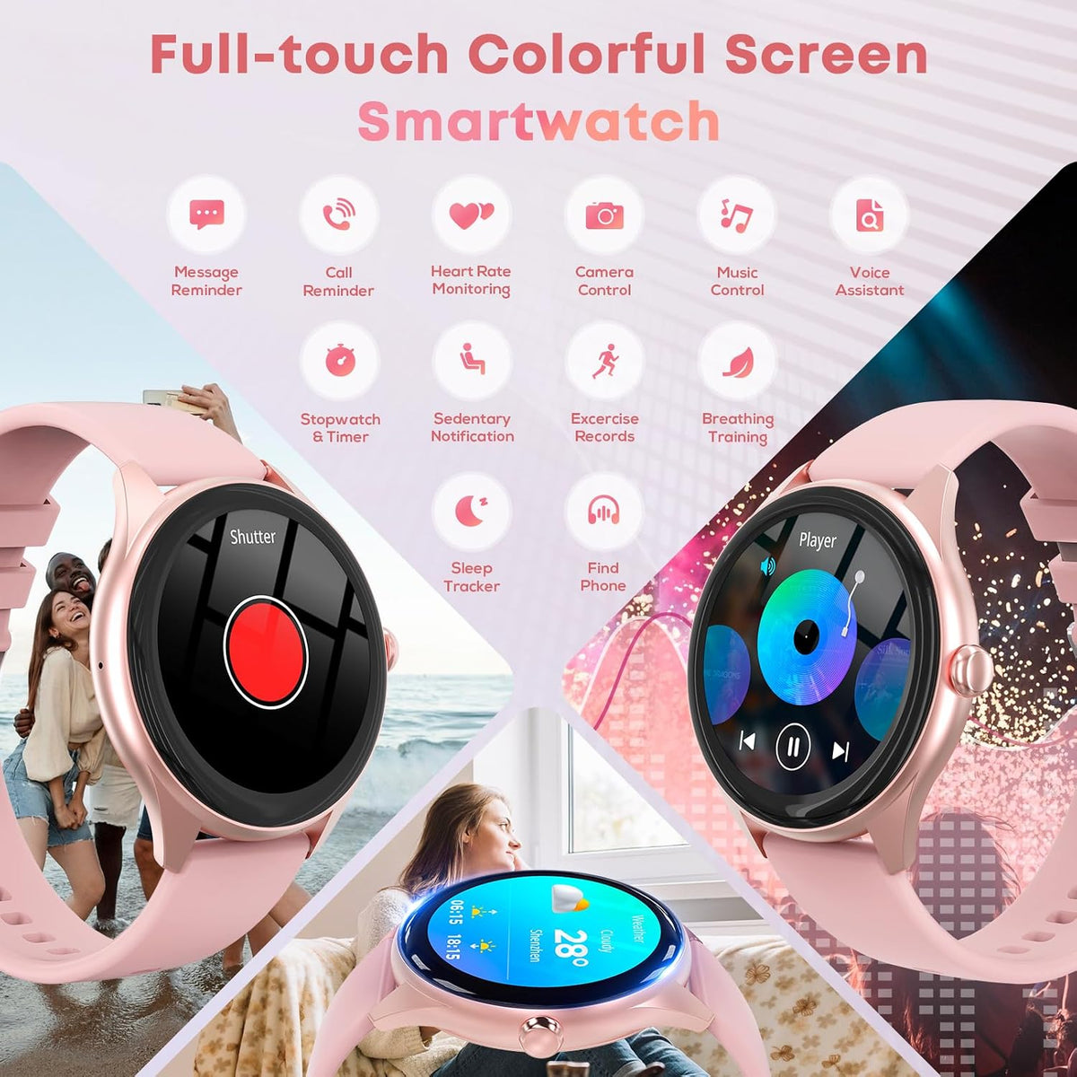 Reloj inteligente para mujer, reloj inteligente con pantalla táctil...