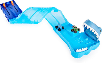 Monster Jam, Mini Megalodon Race and Chomp - Juego con 2 mini camio...