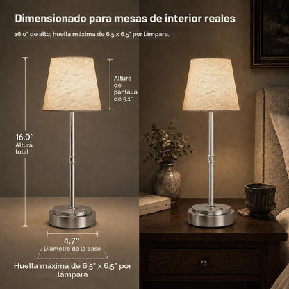 Paquete de 2 lámparas de mesa inalámbricas, lámparas recargables qu...
