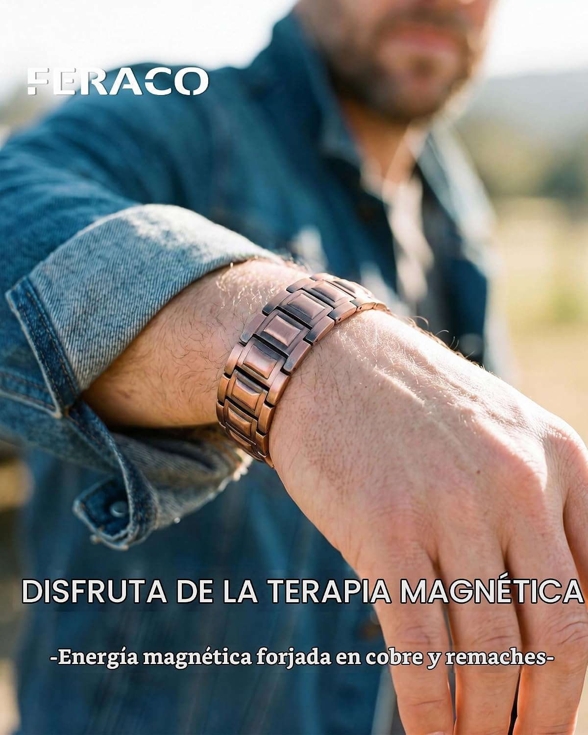 Pulsera de cobre para hombre Feraco, 3 veces más fuerte, pulseras m...