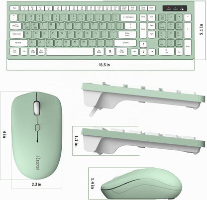 Combo de teclado y mouse inalámbricos silencioso para oficina y hog...