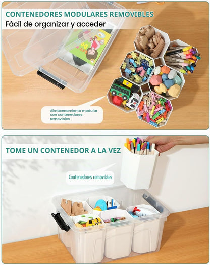 EOENVIVS Bolsa de almacenamiento transparente con 6 insertos altos,...