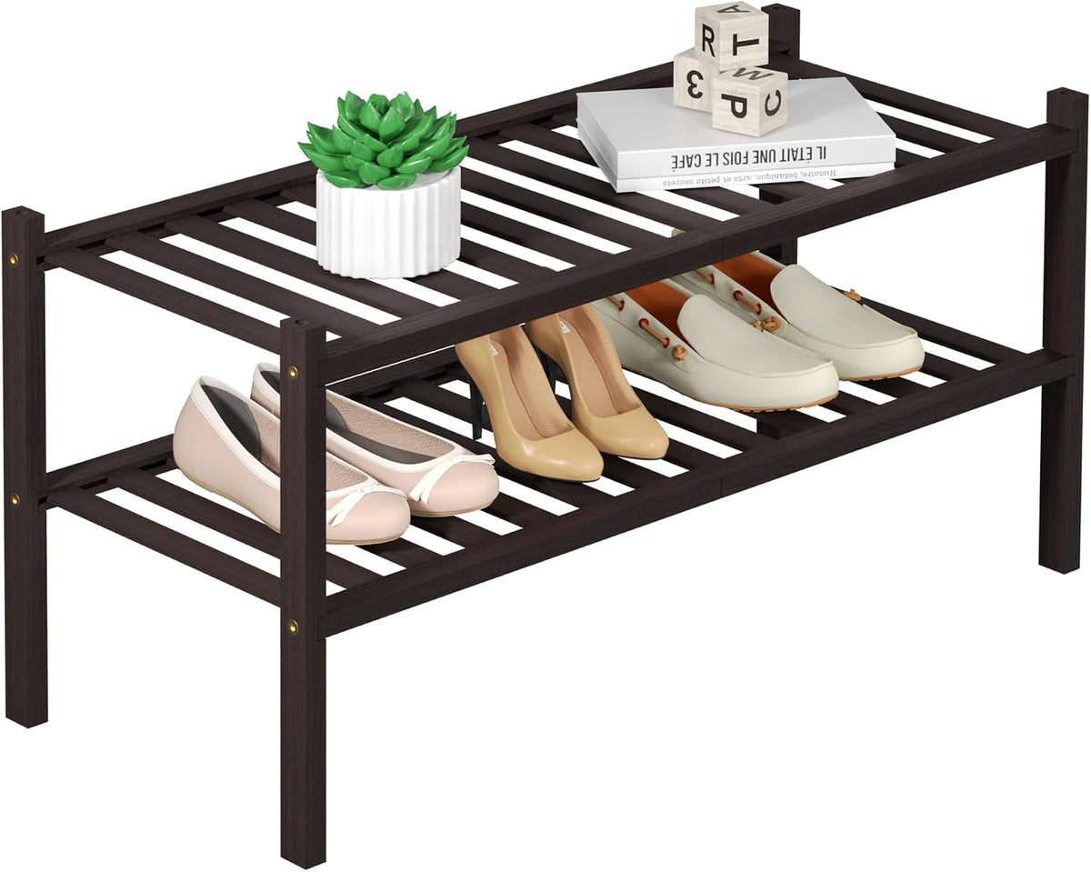 ROMGUAR CRAFT Zapatero de bambú de 2 niveles para closet independie...
