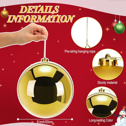 Zubebe 4 piezas Adornos de bola de Navidad extra grandes de 8"...