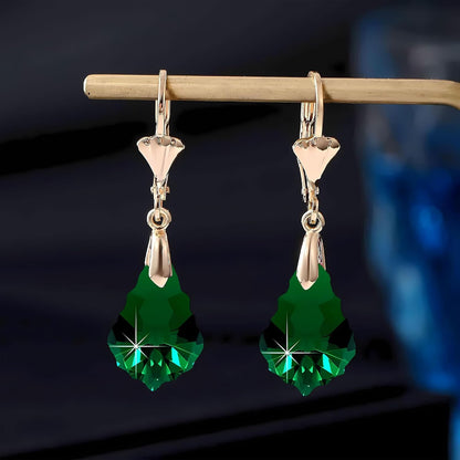 Aretes de cristal austriaco barroco con cierre de palanca para muje...