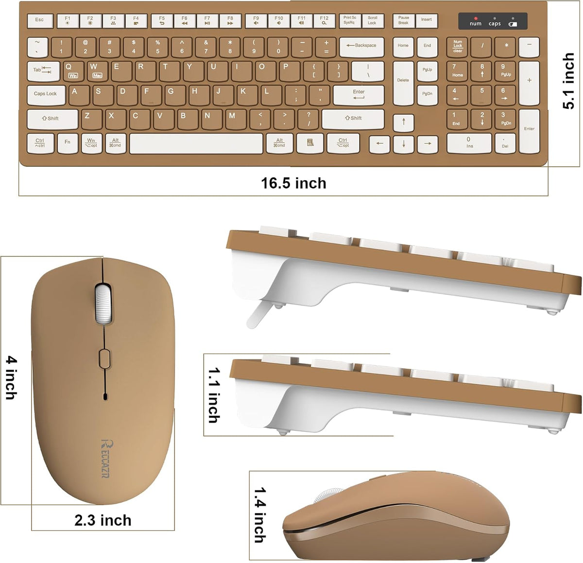 Combo de teclado y mouse inalámbricos silencioso para oficina y hog...