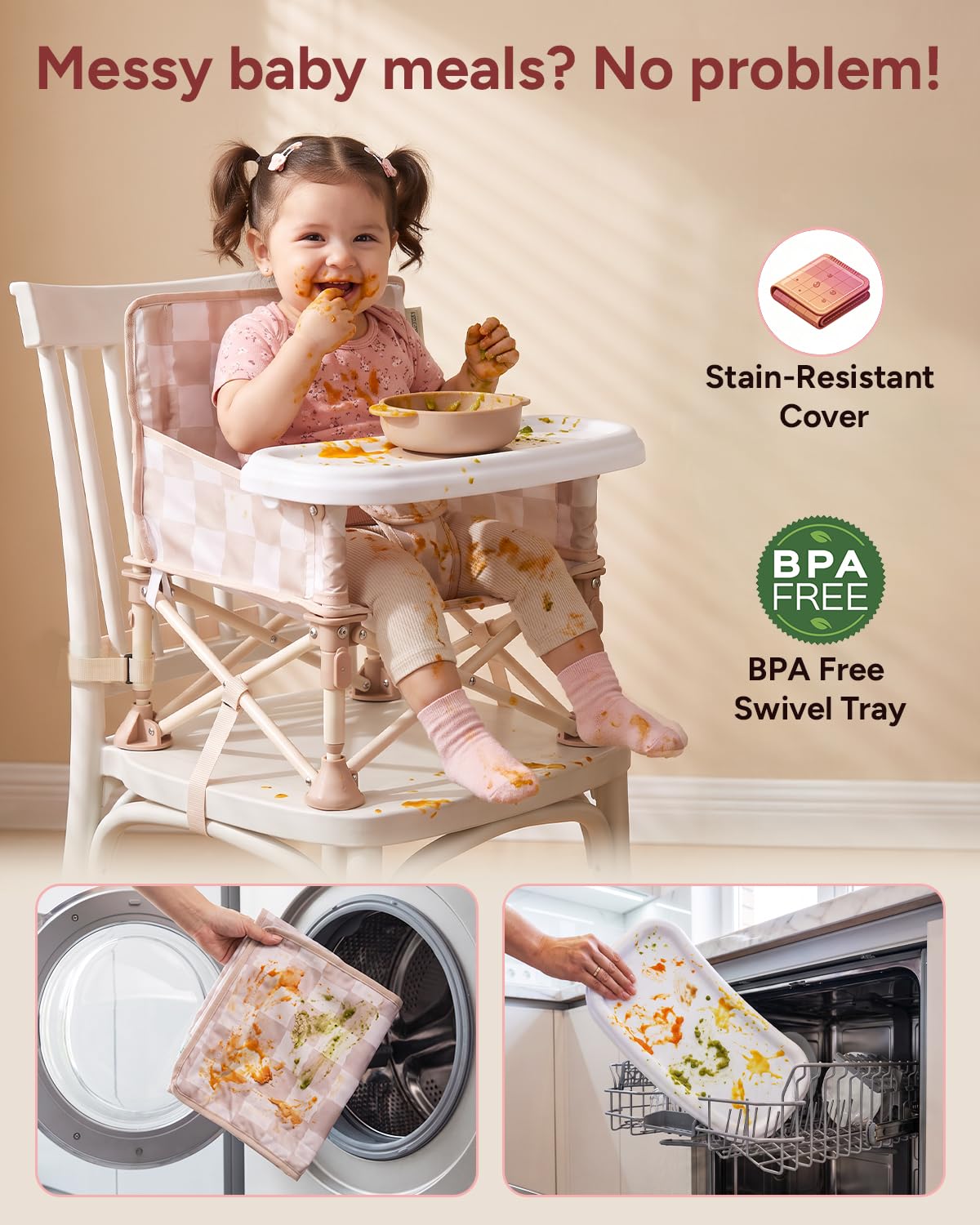 Tiny Marvels - Silla de bebé, silla alta portátil para viajes y pla...